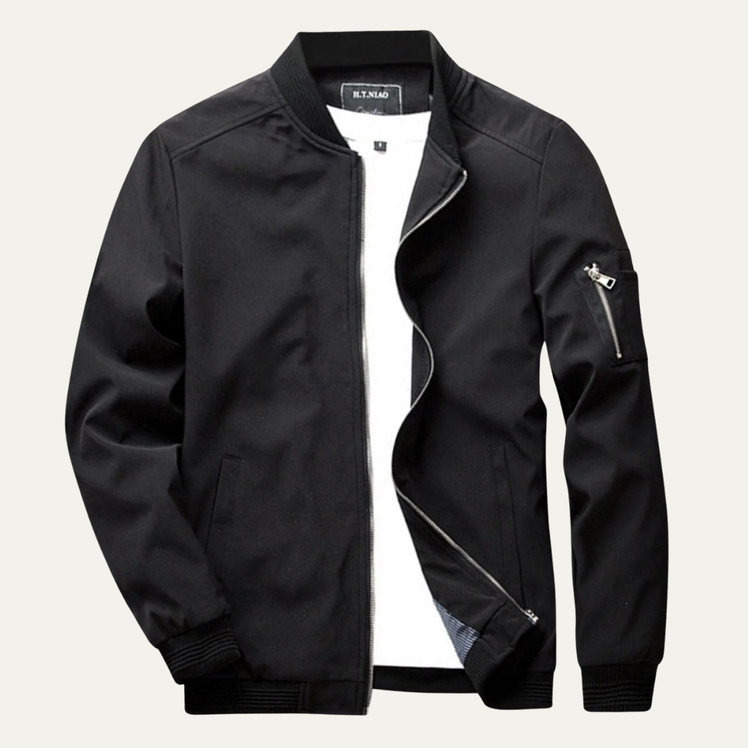 Men's Relaxed Fit Bomber Jacket with Zip Pockets