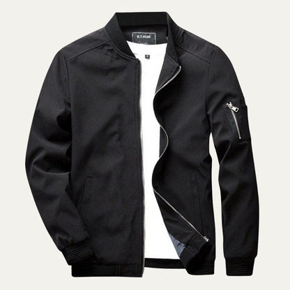 Men's Relaxed Fit Bomber Jacket with Zip Pockets
