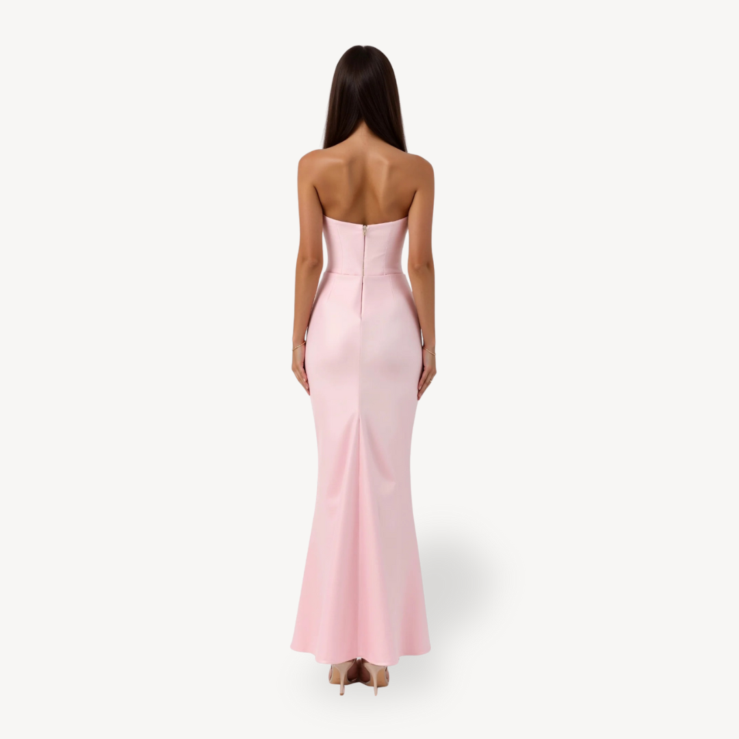 Elegant Sleeveless Silk Floor Length Evening Dress