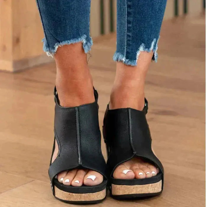 Chic High Heel Wedge Sandals