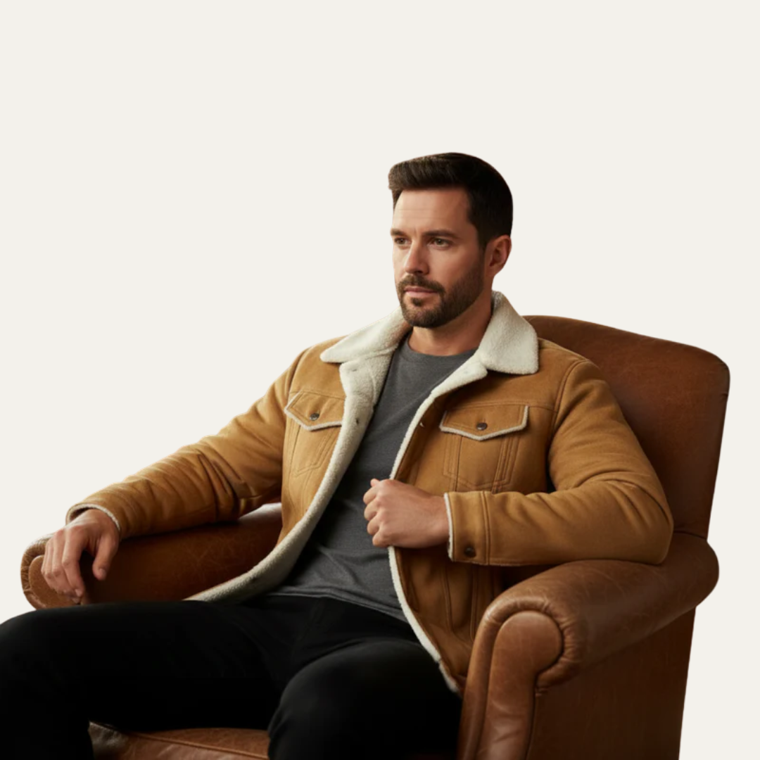 Warm Faux Leather Trucker Coat
