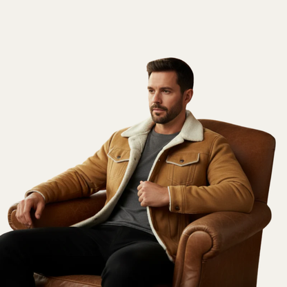 Warm Faux Leather Trucker Coat
