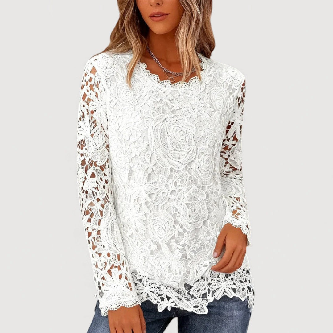 Delicate Lace Trim Women's Blouse