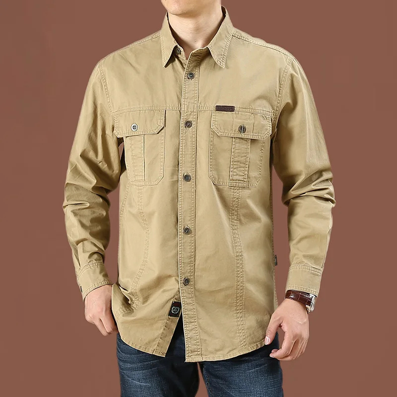 Comfortable Casual Button Down Work Shirt with Pockets