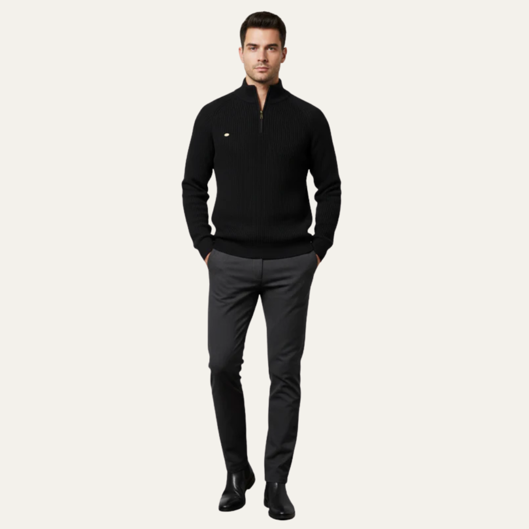 Thick Warm Crew Neck Quarter Zip Sweater
