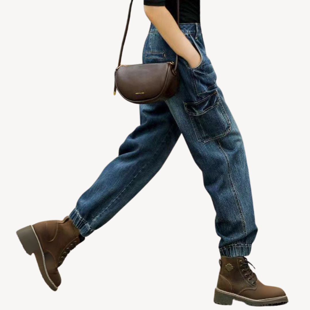 Ladies' Relaxed Fit Cargo Jeans Pants