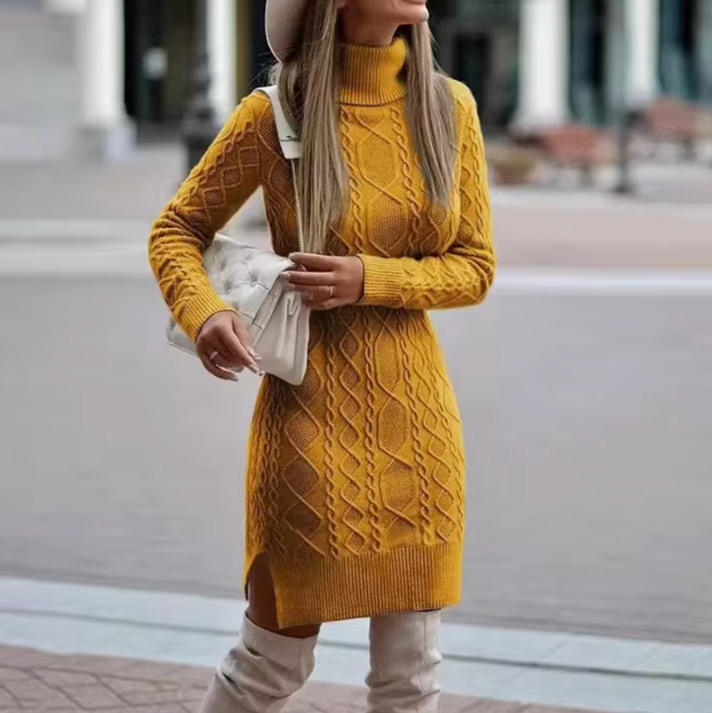 Warm Women's Long Sleeve Winter Knit Dress