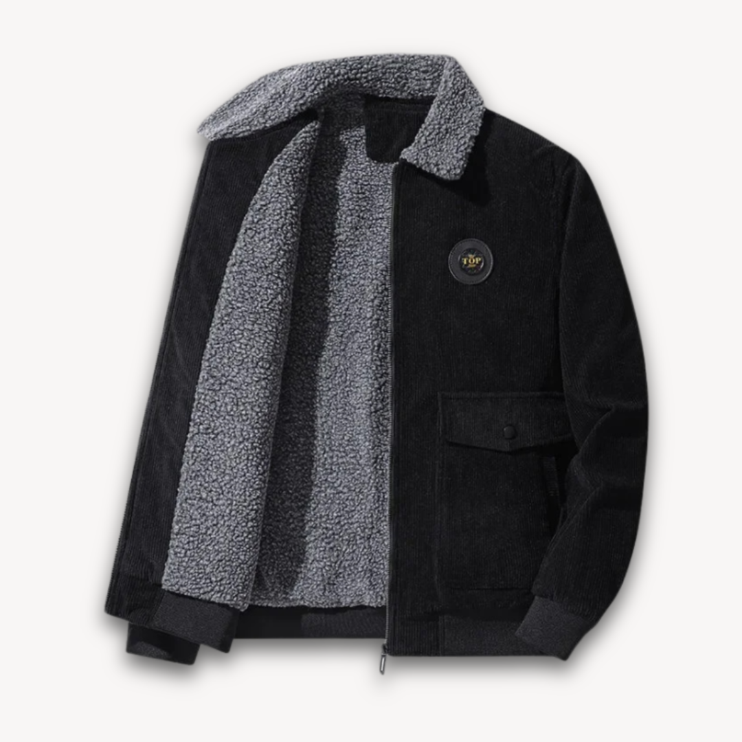 Men's Fleece Lined Quilted Jacket - Warm Casual Parka Coat