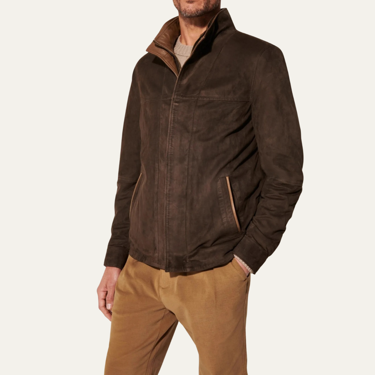 Classic Men's Vintage Suede Bomber Jacket