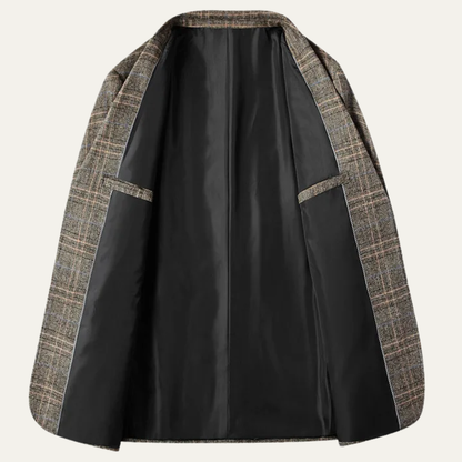 Stylish Mens Plaid Slim Fit Blazer Jacket