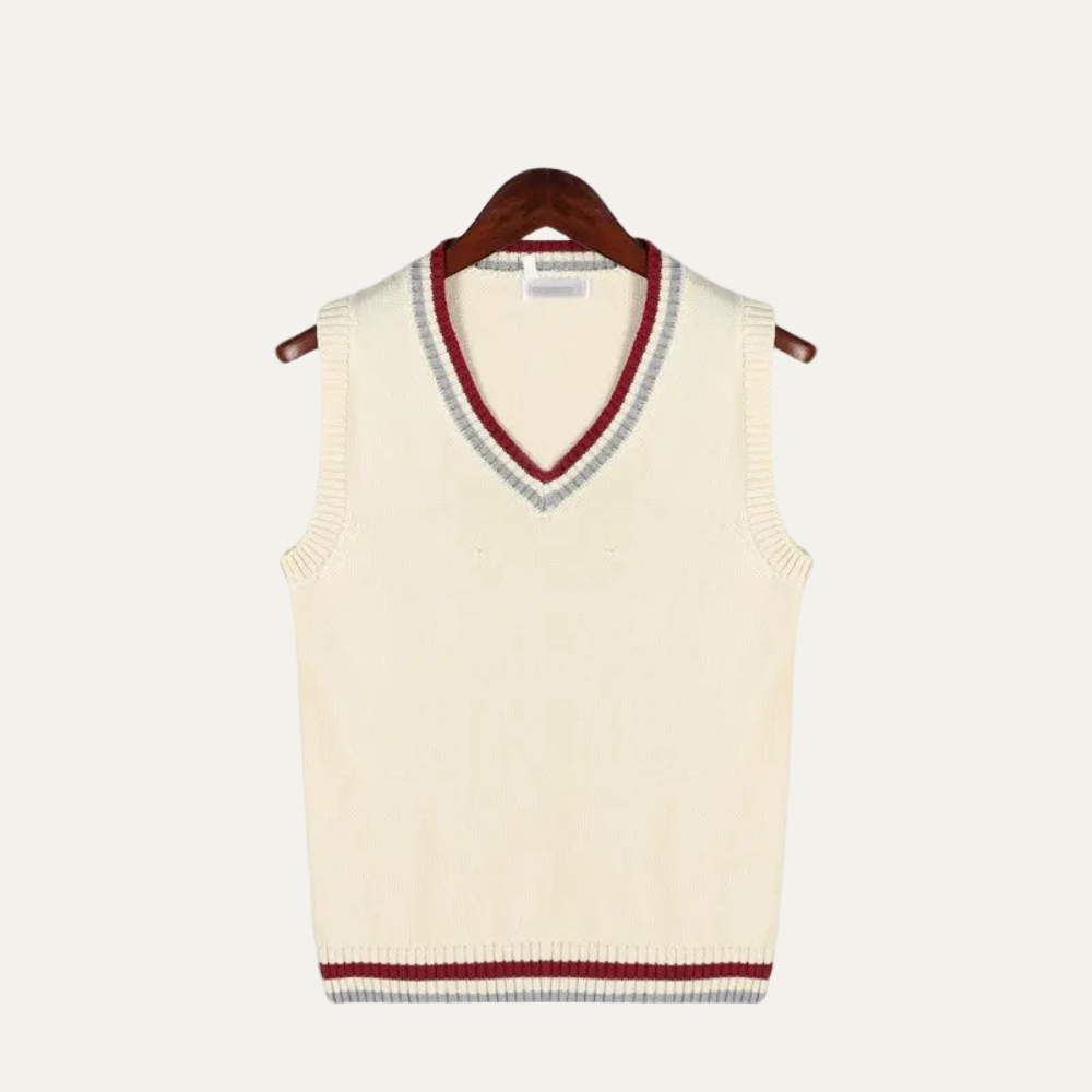 Men's Knit Striped V Neck Sweater Vest