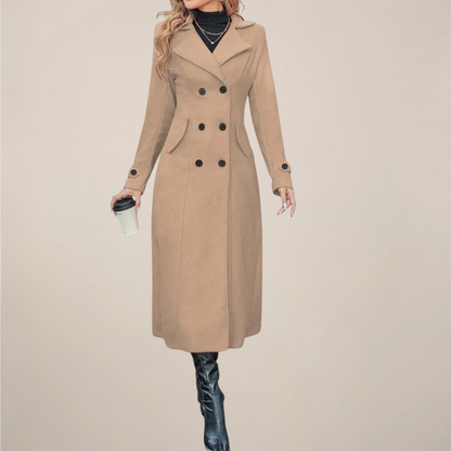 Warm Women's Classic Winter Coat with Fitted Lapel