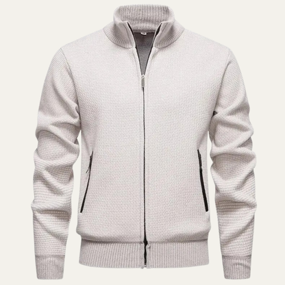 Relaxed Fit Men's Knit Zipper Cardigan Sweater