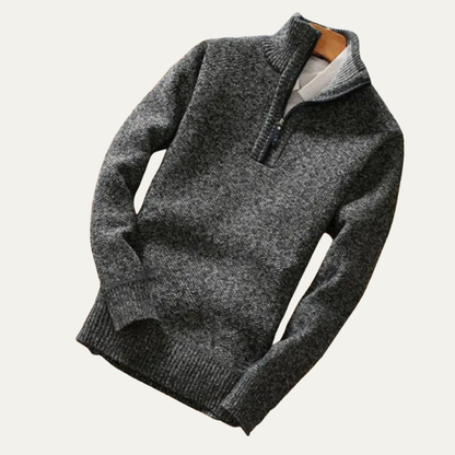 Classic Men's Crew Neck Quarter Zip Jumper