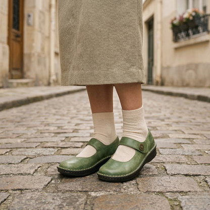 Classic Low Heel Leather Flat Shoes for Women