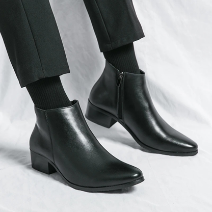 Elegant Men's Leather Ankle Dress Boots