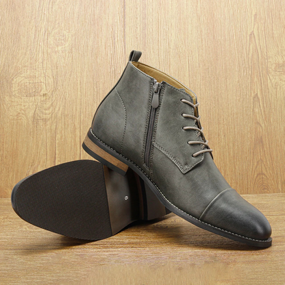 Stylish Men's Leather Zip Up Ankle Boots