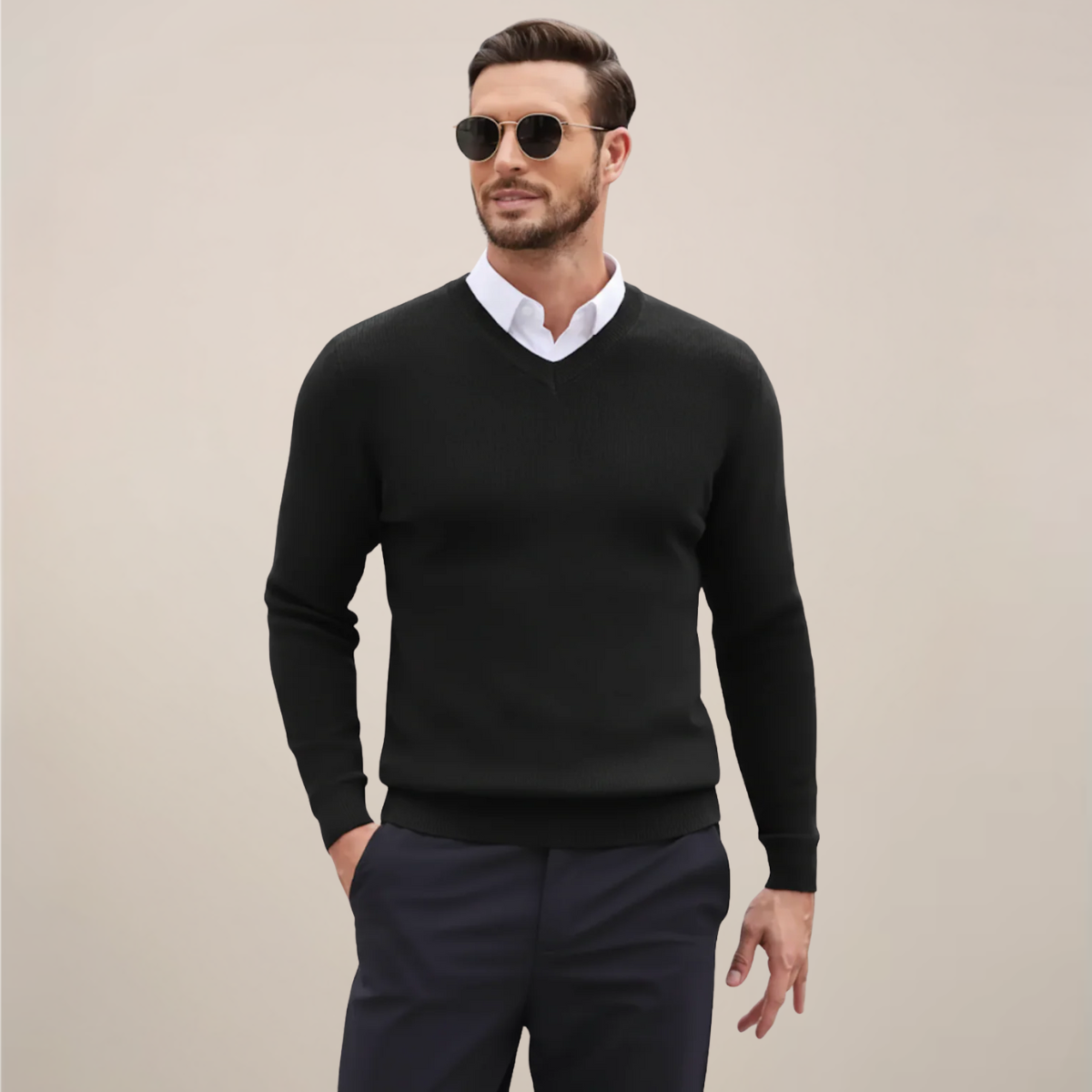 Men's Simple V-Neck Winter Sweater