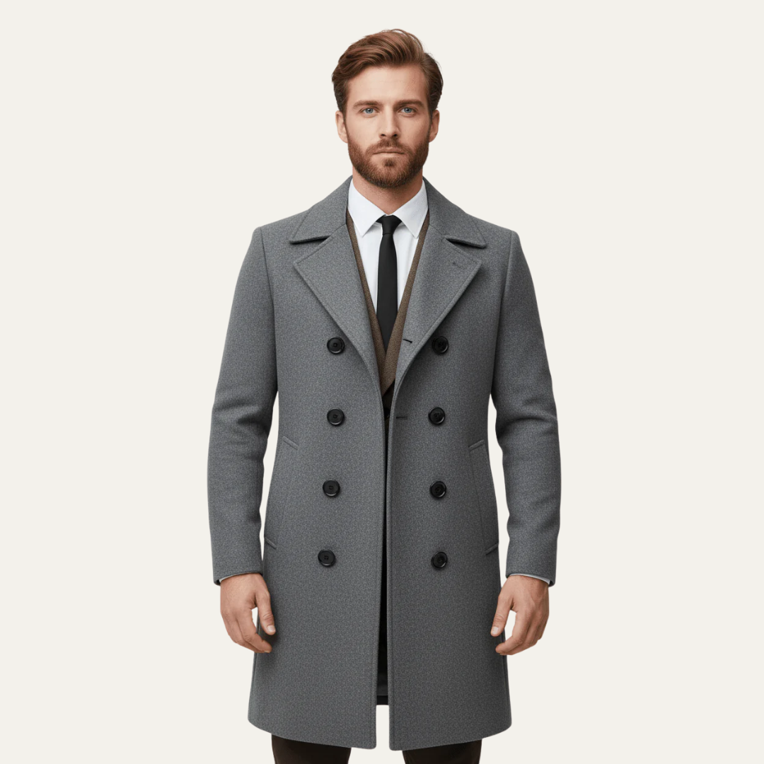 Classic Fit Navy Double Breasted Coat - OutfitLondon