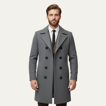 Classic Fit Navy Double Breasted Coat - OutfitLondon