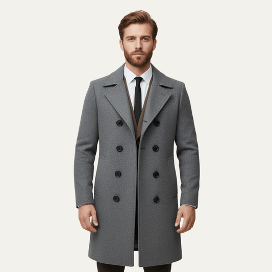 Classic Fit Navy Double Breasted Coat - OutfitLondon