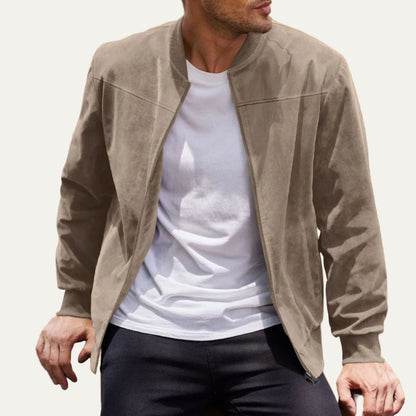 Men's Stylish Faux Suede Bomber Coat