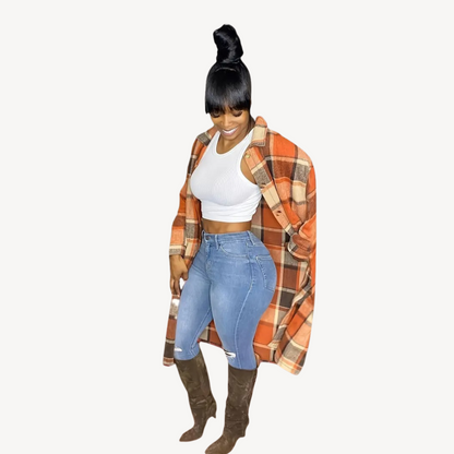 Checked Casual Women's Shirt Dress
