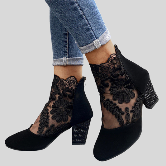 Elegant Lace High Heel Boots - OutfitLondon