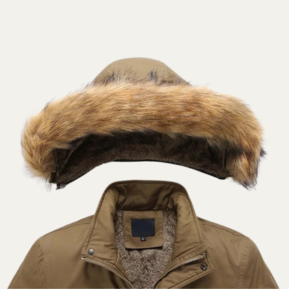 Warm Men's Faux Fur Lined Parka Jacket Coat