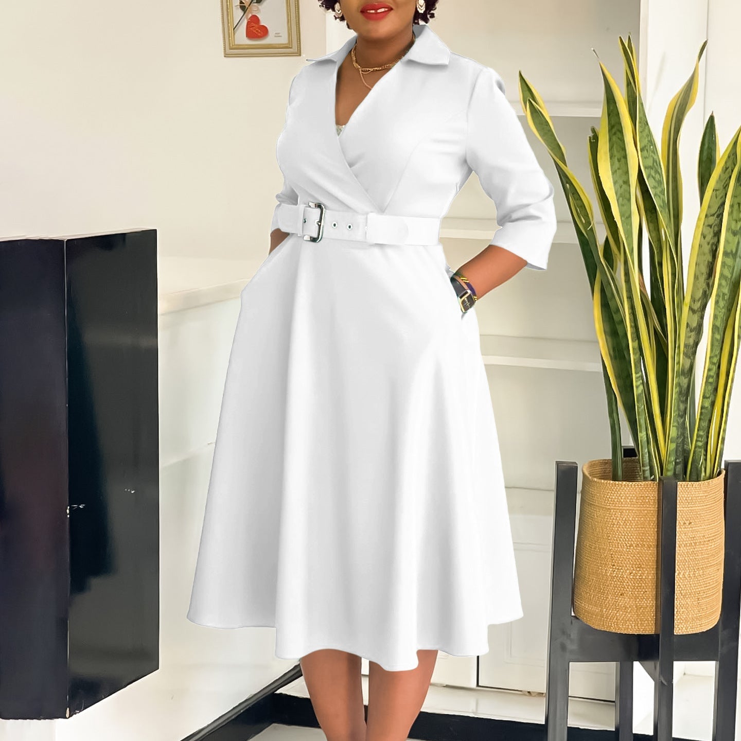 Slim Fit 3/4 Sleeve Ladies Evening Dress