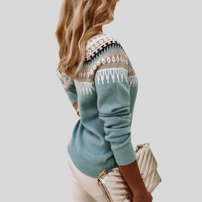 Colorful Knit Crew Neck Sweater