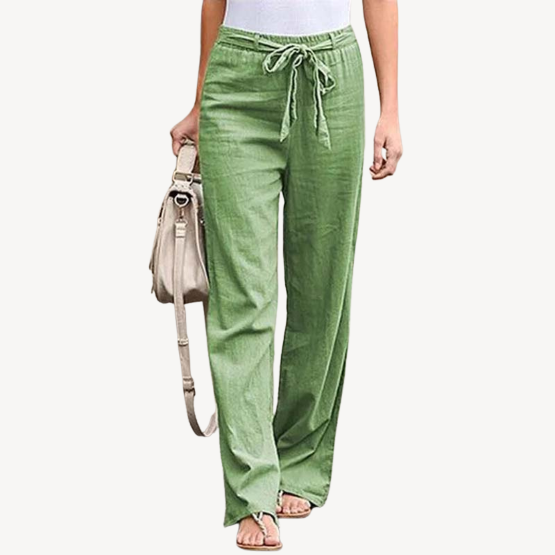 Relaxed Fit Wide Leg Cotton Trousers