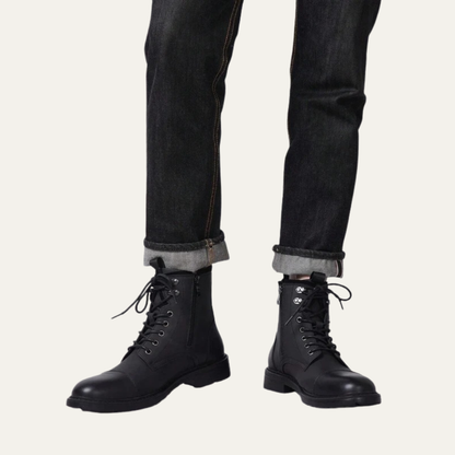 Tough Leather Lace Up Military Ankle Boots
