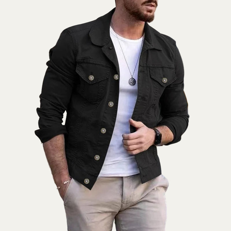 Men's Fitted Waist Cargo Jeans Jacket