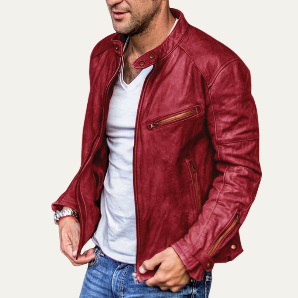 Classic Fake Leather Biker Jacket for Men