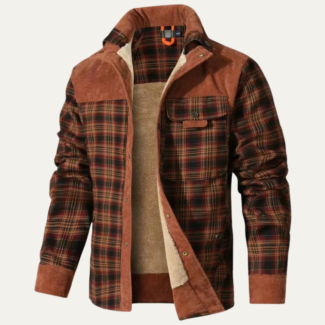 Warm Plaid Flannel Shirt Jacket for Men