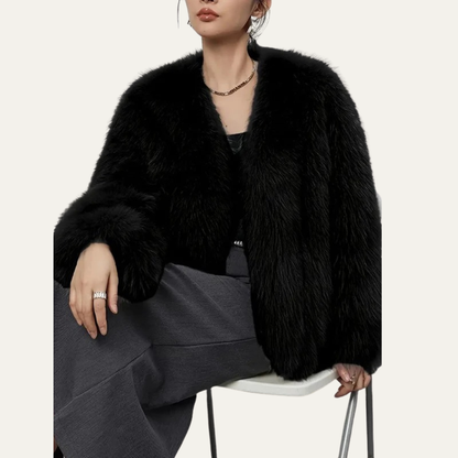 Short Faux Fur Waist Jacket