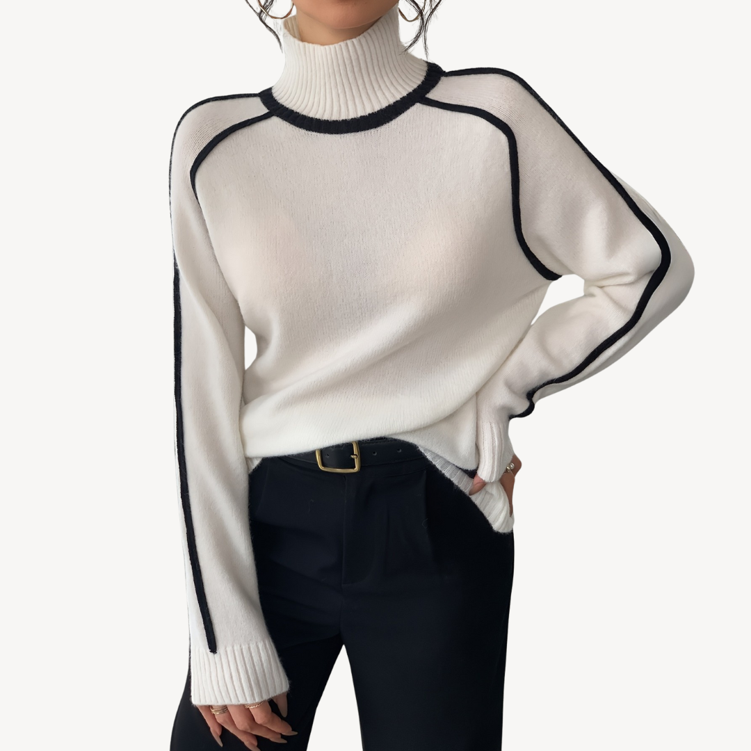 Classic Crew Neck White Knit Sweater