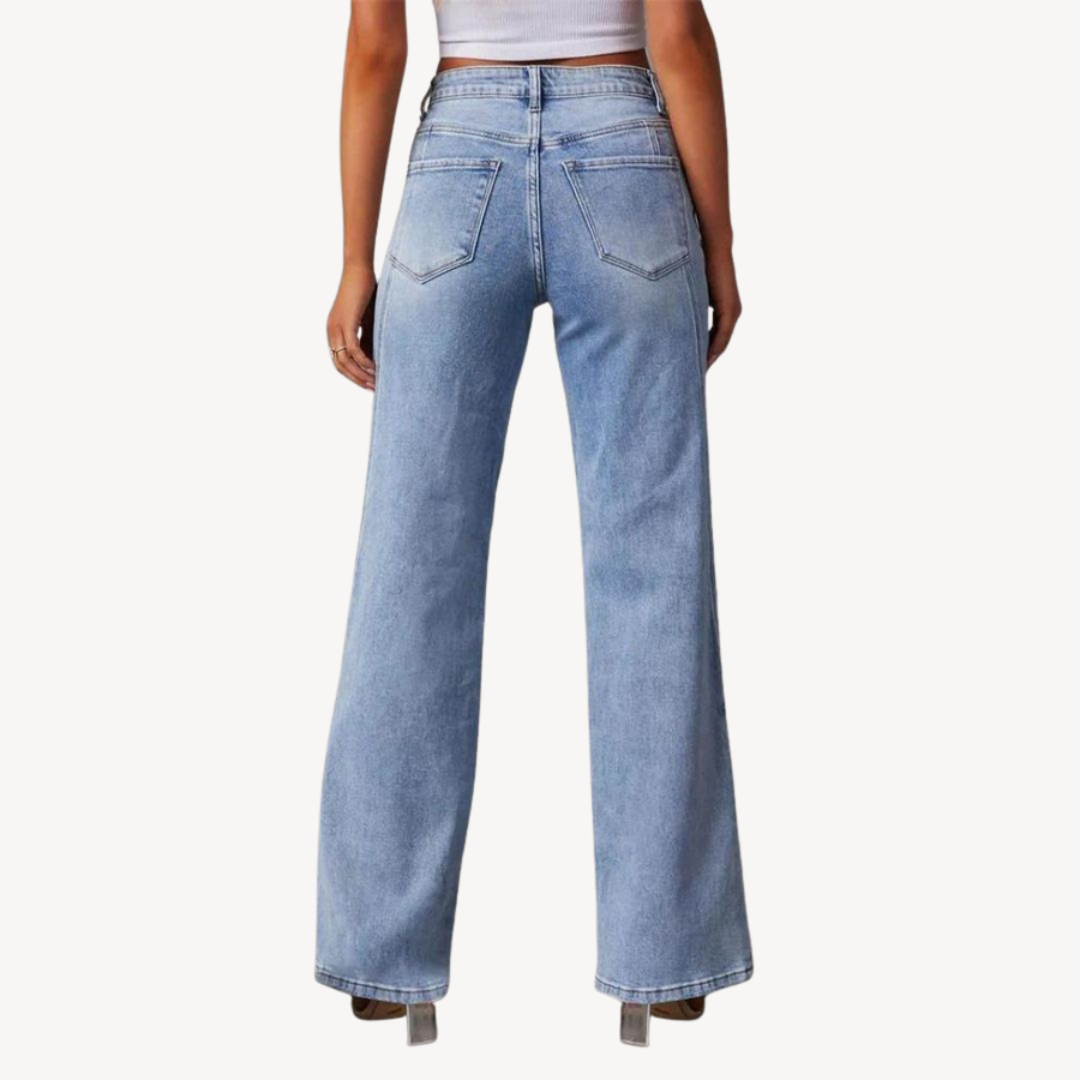 Ladies Dark Wash Loose Fit Jeans