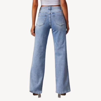 Ladies Dark Wash Loose Fit Jeans