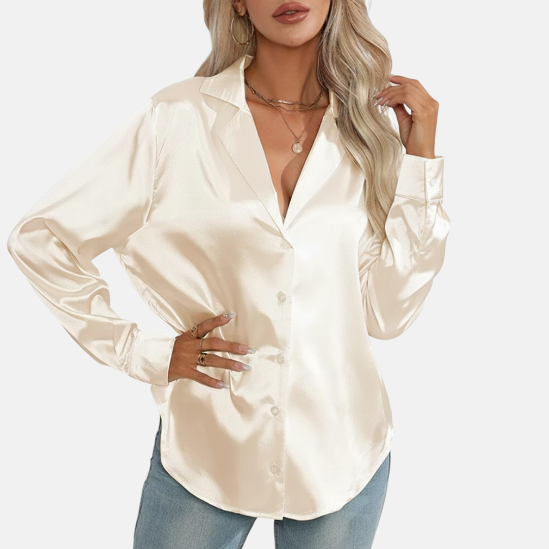 Soft Satin Casual Collar Blouse
