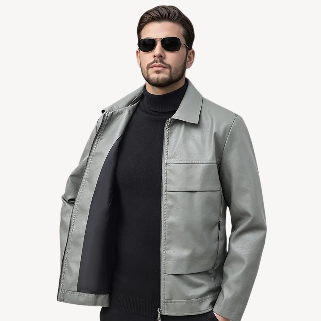 Vintage Style Synthetic Leather Coat