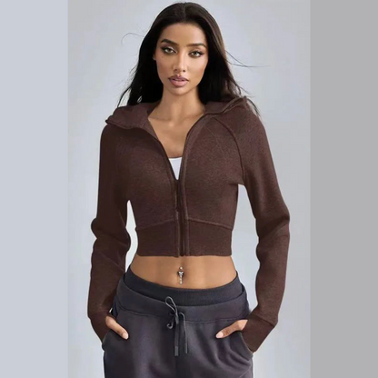 Women's Cropped Zip Up Hoodie
