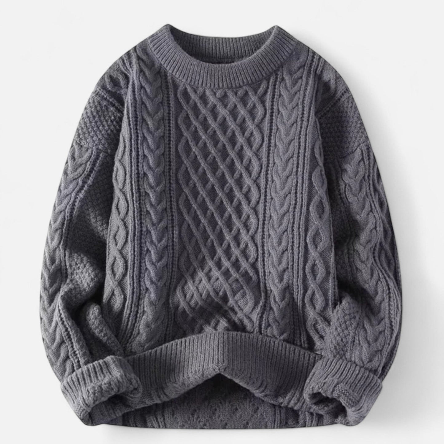 Soft Women's Cable Knit Crew Neck Sweater
