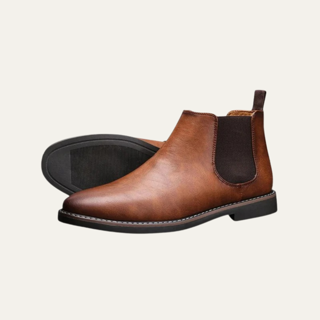 Men's Brown Faux Leather Chelsea Ankle Boot