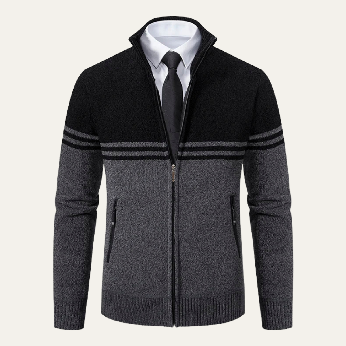 Warm Men's Cable Knit Fleece Lined Cardigan Sweater
