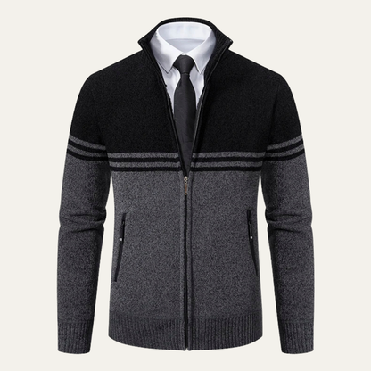 Warm Men's Cable Knit Fleece Lined Cardigan Sweater