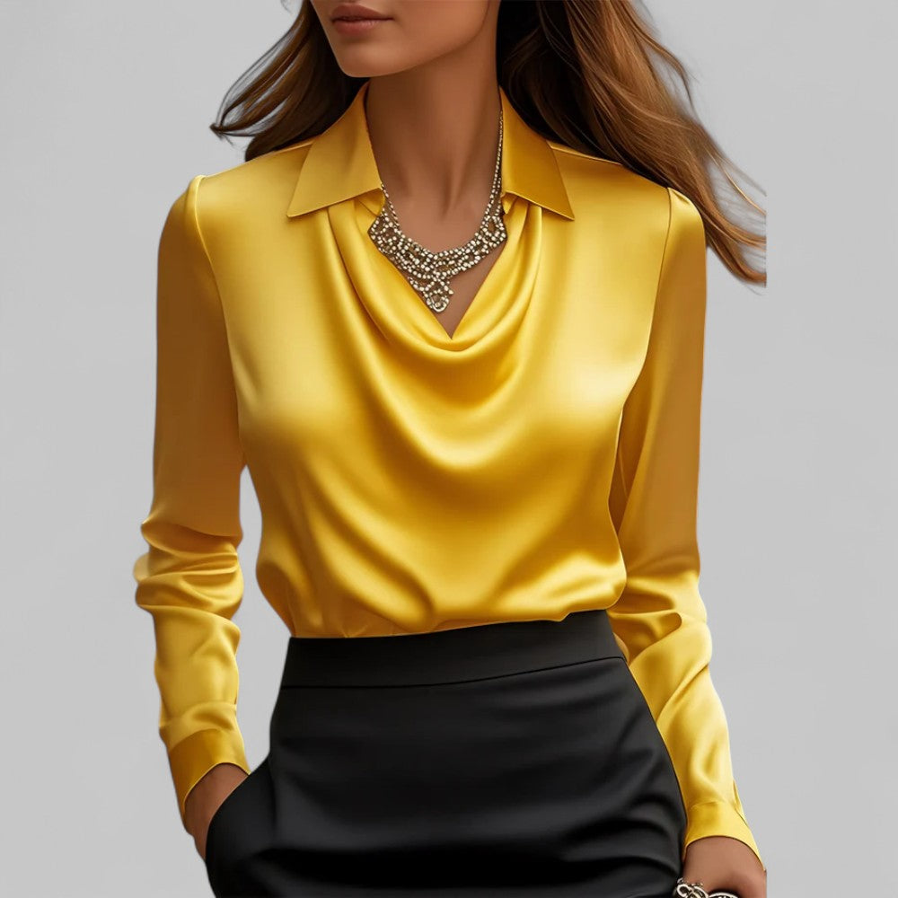 Flowy V-Neck Long Sleeve Blouse