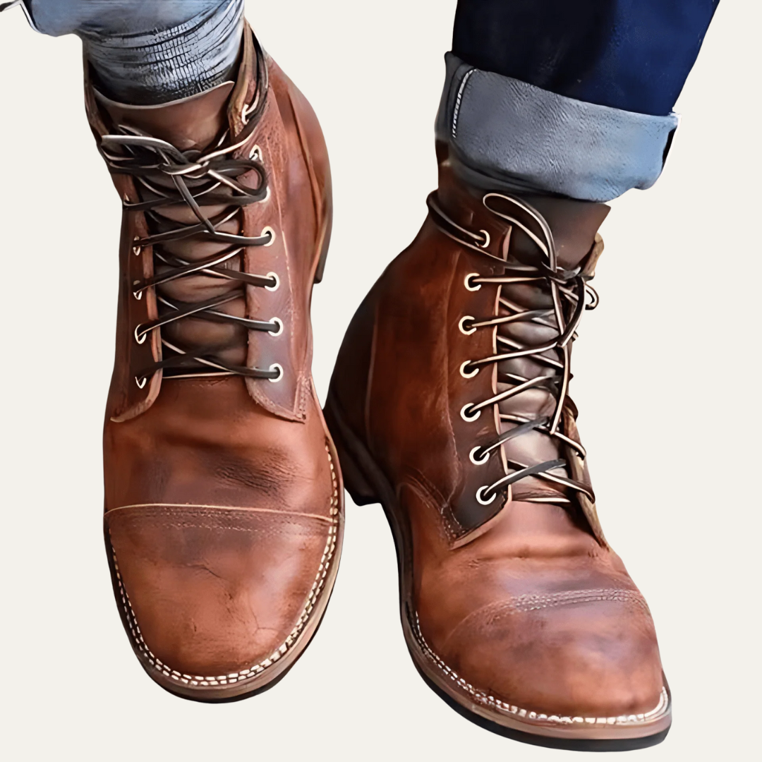Classic Leather Lace Up Work Boot - OutfitLondon