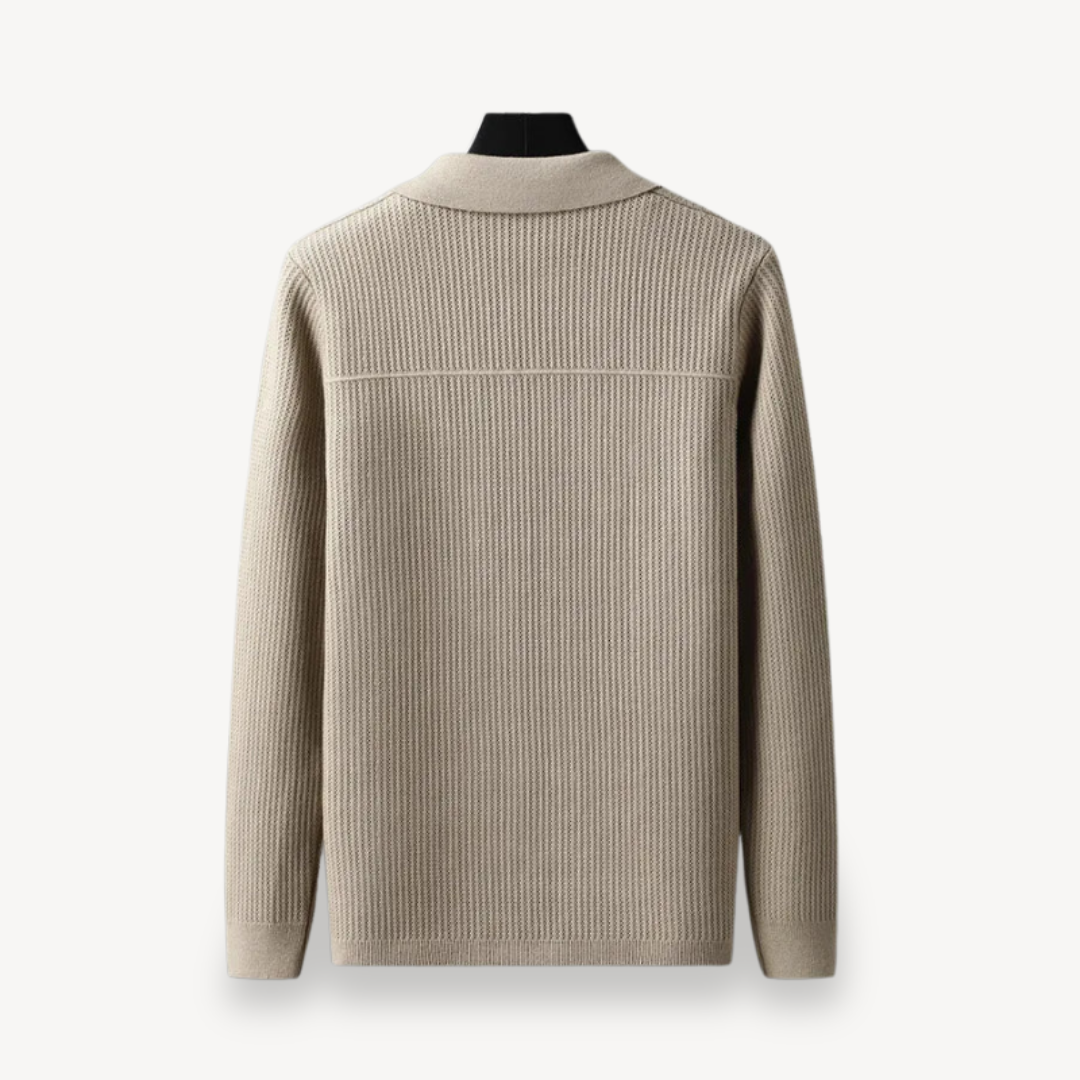 Textured Crew Neck Mens Cardigan